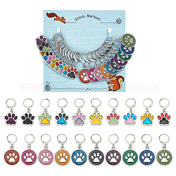 NBEADS 20 Pcs 2 Styles Dog Paw Print Stitch Marker, Enamel Crochet Stitch Marker Alloy Locking Stitch Marker Removable Knitting Crocheting Accessories for Sewing Quilting Weaving