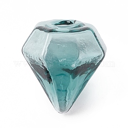 手作り吹きガラス瓶  ガラスバイアルペンダント作り用  ダイヤモンド  アクア  16~17x15~15.5x13.5~14.5mm  穴：2.5~5mm