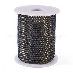 Runde Saite Thread Polyesterkorde, mit Golddraht, Preußischblau, 2.5 mm, ca. 21.87 Yard (20m)/Rolle