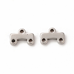304 Stainless Steel Chandelier Component Links, 3-Loop Connector, Rectangle, Stainless Steel Color, 5x7.5x1.5mm, Hole: 1mm