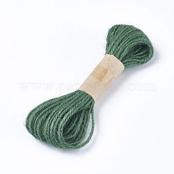 Cordón de yute, cuerda de yute, hilo de yute, para la fabricación de la joya, verde, 1.5~2mm, alrededor de 10.93 yarda (10 m) / paquete