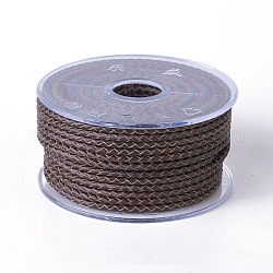 Cordón trenzado de cuero, cable de la joya de cuero, material de toma de diy joyas, café, 5mm, alrededor de 21.87 yarda (20 m) / rollo