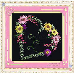 Traje de herramienta de bordado diy de cinta de seda oxford, de decorar el hogar, patrón del corazón, color mezclado, 29.5x29.5 cm