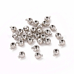 Perlas de engarce de latón chapado en rack, redondo, Platino, 4.5x3.5x3mm, agujero: 0.8 mm