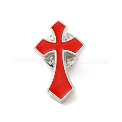 Perno smaltato a croce, distintivo in lega di platino per vestiti da zaino, rosso, 24.5x15.5x1.5mm