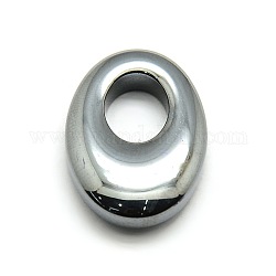 Oval Non-Magnetic Synthetic Hematite Pendant, Grade AA, Black, 25x18x6mm, Hole: 8x10mm