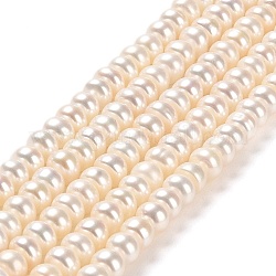 Natural Cultured Freshwater Pearl Beads Strands, Grade 5A, Rondelle, PapayaWhip, 5~5.5x4~4.5mm, Hole: 0.8mm, about 96pcs/strand, 15.16''~15.35''(38.5~39cm)