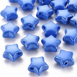 Abalorios acrílicos opacos, pearlized, estrella, azul, 20.5x21x12.5mm, agujero: 3.5 mm