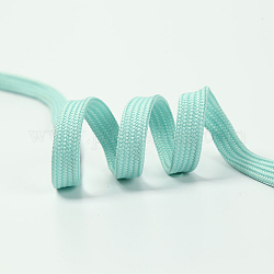 Cordón de poliéster luminoso, Resplandor en la oscuridad cordón de zapato plano, turquesa, 8mm, 1.2 m / cadena