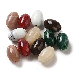 Perles acryliques opaques, ovale, couleur mixte, 11x17.5mm, Trou: 2.2mm, environ 370 pcs/500 g