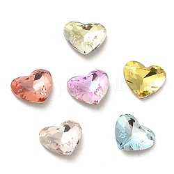 Glass Rhinestone Cabochons, Point Back & Back Plated, Faceted, Heart, Mixed Color, 5.2x6x2.3mm