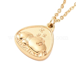 Ion Plating(IP) 304 Stainless Steel Teardrop with Sleeping Bear Pendant Necklace for Women, Golden, 17.56 inch(44.6cm)