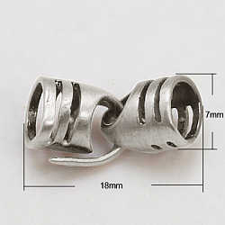 Brass S-Hook Clasps, Lead Free, Cadmium Free and Nickel Free, Platinum Color, 18x7mm, Hole: 4.5mm