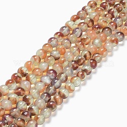 Vetro perle tonde fili, pietre d'imitazione, tondo, sella marrone, 8~8.5x8mm, Foro: 1 mm, circa 43~47pcs/filo, 14.17~15.35 pollice (36~39 cm)