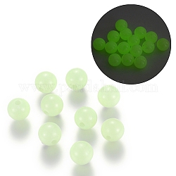 Perles rondes acryliques lumineuses, brillent dans le noir, vert pale, 6mm, Trou: 1.5mm, environ 4500 pcs/500 g