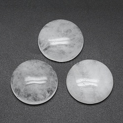 Cabuchones de cristal de cuarzo natural, cabujones de cristal de roca, semicírculo, 24.5~25x4~7mm