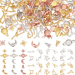 Cabochon in lega gorgecraft 17 stile, nail art accessori decorativi, di platino e d'oro, 10~26x6~18.5x1.5~3.5mm, 114pcs/scatola