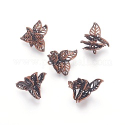 Brass Chandelier Components, Flower, Red Copper, Lead Free & Nickel Free, Size: about 19mm wide, 15mm long, hole: 2mm