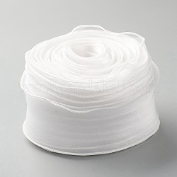 Лентой из органзы, проволочная прозрачная шифоновая лента, для упаковки пакетов, заколки-бантики для волос изготовление аксессуаров, белые, 2-1/8 дюйм (55 мм), около 37.18~38.28 ярда (34~35 м) / мешок