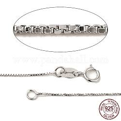 Halsketten aus rhodiniertem Sterlingsilber, Box-Ketten, mit Federring Verschlüsse, Platin Farbe, 16 Zoll, 0.65 mm