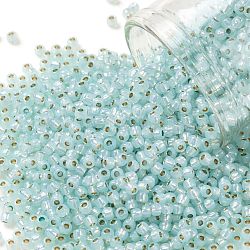 Toho perles de rocaille rondes, Perles de rocaille japonais, (pf2116) permafinish light aqua opal silver doublé, 11/0, 2.2mm, Trou: 0.8mm, environ 50000 pcs / livre