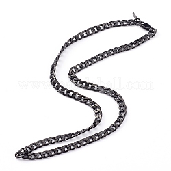 304 in acciaio inossidabile collane a catena Cuban Link, con chiusure moschettone, elettroforesi nera, 21.85 pollice (55.5 cm)