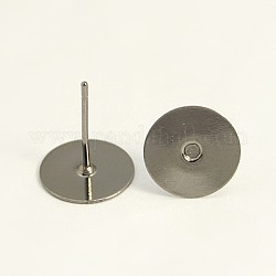 Stud Earring Settings, Brass Head and Stainless Steel Pin, Lead Free, Cadmium Free and Nickel Free, Gunmetal, Tray: 10mm, 10mm