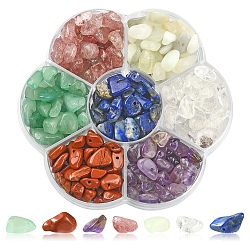 70g 7 styles de perles de pierres précieuses mélangées naturelles, cristal de quartz naturel & aventurine verte & améthyste & jaspe rouge & lapis-lazuli & quartz fraise & nouveau jade, mélangé teint et non teint, 5x5mm, Trou: 1mm, 10g / style