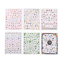 Christmas Nail Stickers, Self-adhesive Abstract Lady Face Leaf Geometric Nail Art Decals Supplies, for Woman Girls DIY Manicure Design, Mixed Patterns, 10x8cm