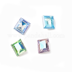 Cabochons de strass en verre, dos et dos plaqués, rectangle, couleur mixte, 10x8x4mm
