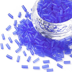 Transparente Glasstiftperlen, Rundloch, Blau, 3~8x2 mm, Bohrung: 0.7 mm, ungefähr 450g / Pfund