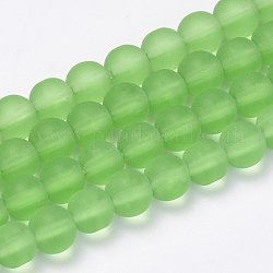 Chapelets de perles en verre transparente  , mat, ronde, vert clair, 10mm, Trou: 1.5mm, Environ 33 pcs/chapelet, 12.9 pouce