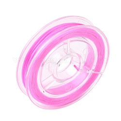 Hilo elástico con cuentas elásticas fuertes, Cuerda de cristal elástica plana, rosa, 0.8mm, alrededor de 10.93 yarda (10 m) / rollo