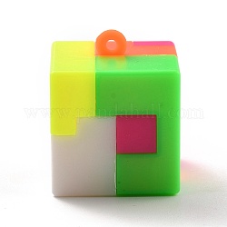 プラスチックチャーム  バブルポッパーそわそわおもちゃ  ストレス不安緩和玩具  パズルブロックペンダント  正方形  カラフル  28.5x24x24mm  穴：1.8mm