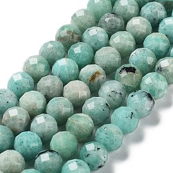 Natur Amazonit Perlen Stränge, Klasse ab, facettiert, Runde, 9 mm, Bohrung: 0.8 mm, ca. 42~43 Stk. / Strang, 14.96~15.35 Zoll (38~39 cm)