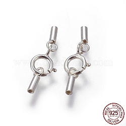 925 стерлингового серебра застежками пружинного кольца, с мозг конец, серебряные, 17 мм, Внутренние размеры: 1 mm