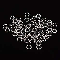 Открытые прыжковые кольца латунные прыжковые кольца, без кадмия и без свинца, серебряные, 8x1 мм, 18 датчик, внутренний диаметр: 6 мм, Около 4300 шт / 500 г