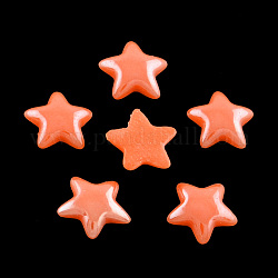 Pearlized Plated Opaque Glass Cabochons, Star, Orange Red, 3.5x4x1mm
