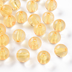 Abalorios de acrílico transparentes, redondo, oro, 12x11mm, agujero: 2.5 mm, aproximamente 566 unidades / 500 g