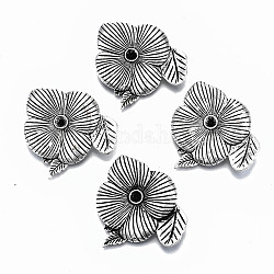 Tibetan Style Alloy Cabochon Connector Rhinestone Settings, Flower, Cadmium Free & Lead Free, Antique Silver, Fit for 4mm Rhinestone, 41x42x8mm, Hole: 1.8mm, about 140pcs/1000g