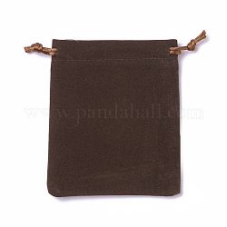 Bolsas de terciopelo de embalaje, bolsas de cordón, café, 12~12.6x10~10.2 cm