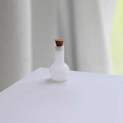 ミニ高ホウケイ酸ガラス ボトル ビーズ容器  ウィッシングボトル  コルク栓付き  ランプ  ホワイト  1.8x3cm