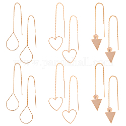 Brass Stud Earring Findings, Ear Threads, Mixed Shapes, Real 18K Gold Plated, 4pcs/shape, 12pcs/set