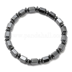 Bracelets extensibles en perles de colonne d'hématite non magnétique synthétique, noir, diamètre intérieur: 2-3/4 pouce (6.92 cm)