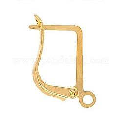 304 Stainless Steel Hoop Earring Findings, Latch Back, Real 24K Gold Plated, 18 Gauge, 17.2x12mm, Pin: 1mm