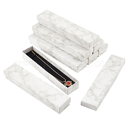Boîtes à bijoux en carton, boîte de collier, rectangle, blanc, 21x4.5x3.1 cm