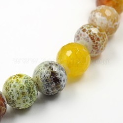 Dyed Natural Fire Crackle Agate Faceted Round Bead Strands, Colorful, 16mm, Hole: 1mm, about 25pcs/strand, 15.4 inch