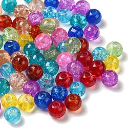 Perles en verre craquelé transparentes, ronde, couleur mixte, 6~7x6mm, Trou: 1mm, environ 1500 pcs/500 g
