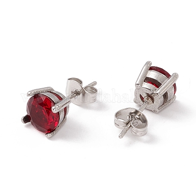 6 пара плоских круглых серег из кубического циркония EJEW-G291-04B-M-1