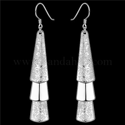 Серьги-подвески из текстурированной латуни с серебряным покрытием EJEW-BB11934-1